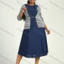Wholesale Women's Elegant Rhinestone 3/4 Sleeve Round Neck Midi Dress With Cardigan 2 Piece Set preview
