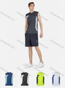 Wholesale Men's Sporty Round Neck Sleeveless Colorblock Breathable Quick Dry Tank Top, LIUHUA CLOTHING WHOLESALE