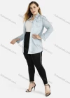 Wholesale Women's Casual Long Sleeve Flap Pocket Button Front Long Denim Shirt - Liuhuamall