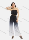 Wholesale Women's Casual Pleated Plain Crop Tube Top & Gradient Wide Leg Pants 2-Piece Set 2228# - Liuhuamall