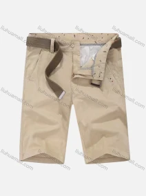 Wholesale Men's Casual Pockets Zipper Fly Plain Short Cargo Pant With Belt, LIUHUA CLOTHING WHOLESALE