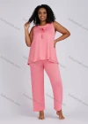 Wholesale Women's Casual Lounge Bow Know Plain Sleeveless Tank Top Pajamas 2 Piece Set 152# - Liuhuamall