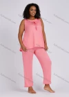 Wholesale Women's Casual Lounge Bow Know Plain Sleeveless Tank Top Pajamas 2 Piece Set 152# - Liuhuamall