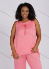 Wholesale Women's Casual Lounge Bow Know Plain Sleeveless Tank Top Pajamas 2 Piece Set 152# - Liuhuamall