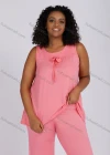 Wholesale Women's Casual Lounge Bow Know Plain Sleeveless Tank Top Pajamas 2 Piece Set 152# - Liuhuamall