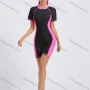 Wholesale Women's One Piece Zip Front Colorblock Surfing Boyleg Athletic Swimsuit preview