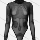 Wholesale Women's Fashion High Neck Long Sleeve Rhinestone Letter Mesh Semi-sheer Sexy Bodysuit M22BS488# Black Clothing Wholesale Market Liuhua