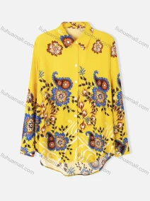 Wholesale Women's Plus Size Fashion Long Sleeve Button Down Floral & Paisley Print Shirt, LIUHUA CLOTHING WHOLESALE