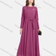 Wholesale Women's Chiffon Plain Decor Sleeve Bowknot Decor Maxi Dress With Belt 2# Clothing Wholesale Market Liuhua