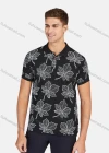 Wholesale Men's Casual Short Sleeve Leaf Print Button Front Polo Shirts - Liuhuamall