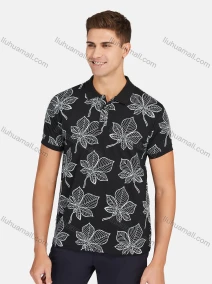 Wholesale Men's Casual Short Sleeve Leaf Print Button Front Polo Shirts, LIUHUA CLOTHING WHOLESALE