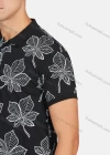 Wholesale Men's Casual Short Sleeve Leaf Print Button Front Polo Shirts - Liuhuamall