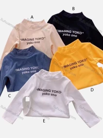 Wholesale Boys' Casual Mock Neck Long Sleeve Letter Print Tops, LIUHUA CLOTHING WHOLESALE