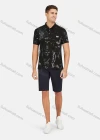 Wholesale Men's Casual Short Sleeve Letter Print Button Front Polo Shirts - Liuhuamall