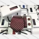 Wholesale Men's Trendy Polka Dot Tie & Pocket Square & Pair Cufflinks Sets Wine Clothing Wholesale Market Liuhua