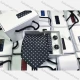 Wholesale Men's Trendy Polka Dot Tie & Pocket Square & Pair Cufflinks Sets Dark Blue Clothing Wholesale Market Liuhua