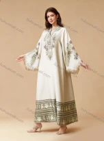 Wholesale Dubai Style Embroidered Print Kaftan for Women, Loose Tassel Sleeve Long Maxi Abaya, Modest Muslim Dress for Eid Ramadan, LIUHUA CLOTHING WHOLESALE