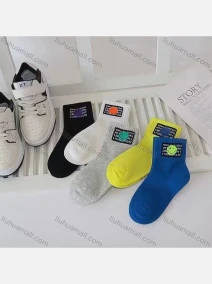 Wholesale Kid's Smile Face Print Cotton Socks, LIUHUA CLOTHING WHOLESALE