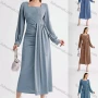 Wholesale Women's Casual Plain Square Neck Long Sleeve High Waist Ruched Midi Dress preview