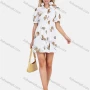 Wholesale Women's Casual Animal Print Puff Sleeve Button Down Mini Shirt Dress preview