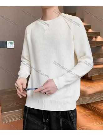 Wholesale Oscar factory casual crew neck men's knitted sweater with comfortable soft fabric and a warm top with a button-down desi, LIUHUA CLOTHING WHOLESALE
