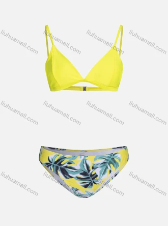 Wholesale Women's Sexy Spaghetti Strap Plain Swim Bra & Tropical Print Swim Briefs Bikini Swimsuit, LIUHUA CLOTHING WHOLESALE