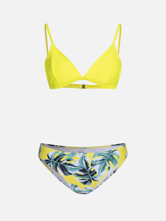 Women's Sexy Spaghetti Strap Plain Swim Bra & Tropical Print Swim Briefs Bikini Swimsuit, Clothing Wholesale Market -LIUHUA, Women, Swimsuit-Bikini, Beach-Shorts