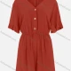 Wholesale Women's V Neck Button Front Short Sleeve Plain Casual Romper 8# Clothing Wholesale Market Liuhua