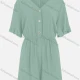 Wholesale Women's V Neck Button Front Short Sleeve Plain Casual Romper 20# Clothing Wholesale Market Liuhua