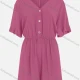 Wholesale Women's V Neck Button Front Short Sleeve Plain Casual Romper 31# Clothing Wholesale Market Liuhua