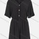 Wholesale Women's V Neck Button Front Short Sleeve Plain Casual Romper Black Clothing Wholesale Market Liuhua
