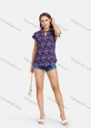 Wholesale Women's Casual Ruffle Sleeve Chested Cutout Curve Hem Floral Print Tops - Liuhuamall