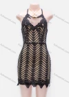 Wholesale Women's Guipure Lace Sheer Mesh Zip Back Short Cami Dress - Liuhuamall
