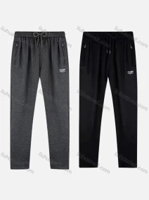 Wholesale Men's Sporty Plain Drawstring Zipper Pockets Letter Pants, LIUHUA CLOTHING WHOLESALE