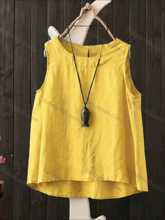 Wholesale Pure cotton linen-like sleeveless top, casual and versatile