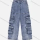 Wholesale Women's Casual Splicing Multiple Pockets Wash Long Jeans 7001# Denim Clothing Wholesale Market Liuhua