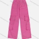Wholesale Women's Casual Multiple Pockets Plain Long Cargo Pant 7004# Deep Pink Clothing Wholesale Market Liuhua