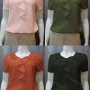 Wholesale Women's Casual Short Sleeve Round Neck Ruffle Trim Plain Tops FR2091# preview