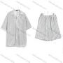 Wholesale Men's Casual Striped Short Sleeve Shirt and Shorts Set #6025 preview