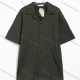 Wholesale Men's Casual Textured Short Sleeve Button-Up Shirt #7095 Dark Green Clothing Wholesale Market Liuhua