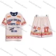 Wholesale Men's Casual Graphic Printed Short Sleeve T-Shirt and Shorts Set #26159 Almond White Clothing Wholesale Market Liuhua