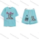 Wholesale Men's Casual Graphic Printed Short Sleeve T-Shirt and Shorts Set #812 Light Blue Clothing Wholesale Market Liuhua