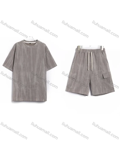 Wholesale Men's Casual Tie-Dye Short Sleeve T-Shirt and Cargo Shorts Set #ST017