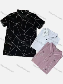 Wholesale Men's Casual 100% Cotton Geometric Texture Short Sleeve Polo Shirt 7322#, LIUHUA CLOTHING WHOLESALE