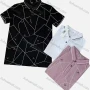 Wholesale Men's Casual 100% Cotton Geometric Texture Short Sleeve Polo Shirt 7322# preview