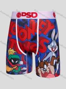 Wholesale Men's Looney Tunes Boxer Shorts Wholesale - Bugs Bunny Daffy Duck Print, Blue Cotton Stretch Comfort Fit, LIUHUA CLOTHING WHOLESALE