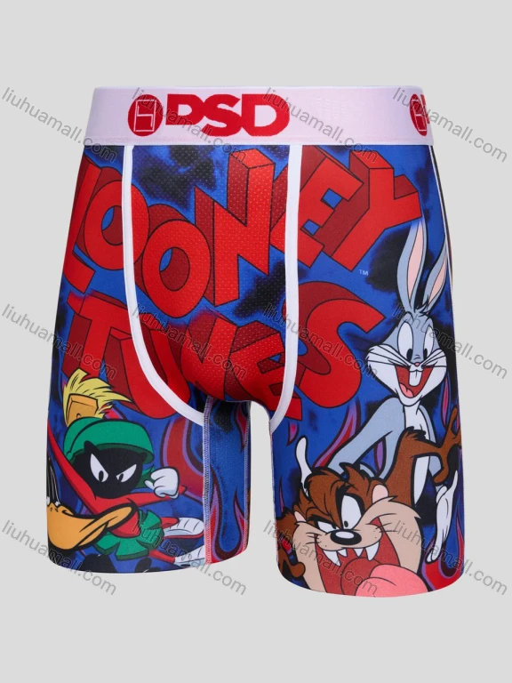 Wholesale Men's Looney Tunes Boxer Shorts Wholesale - Bugs Bunny Daffy Duck Print, Blue Cotton Stretch Comfort Fit