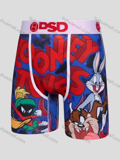 Wholesale Men's Looney Tunes Boxer Shorts Wholesale - Bugs Bunny Daffy Duck Print, Blue Cotton Stretch Comfort Fit