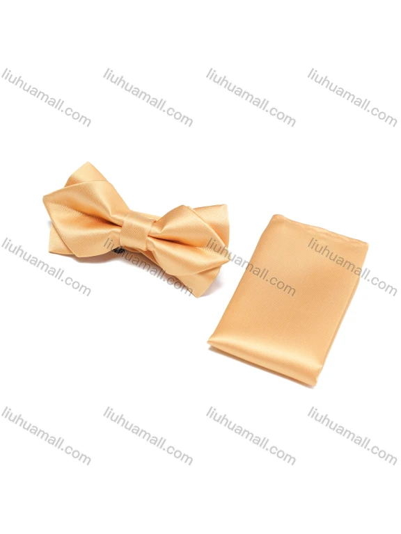 Wholesale Men's Fashion Plain Adjustable Bow Ties & Pocket Square Sets