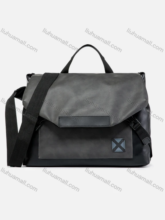 Men's Fashion PU Leather Zipper Pockets Portable Shoulder Bags With Adjustable Belt